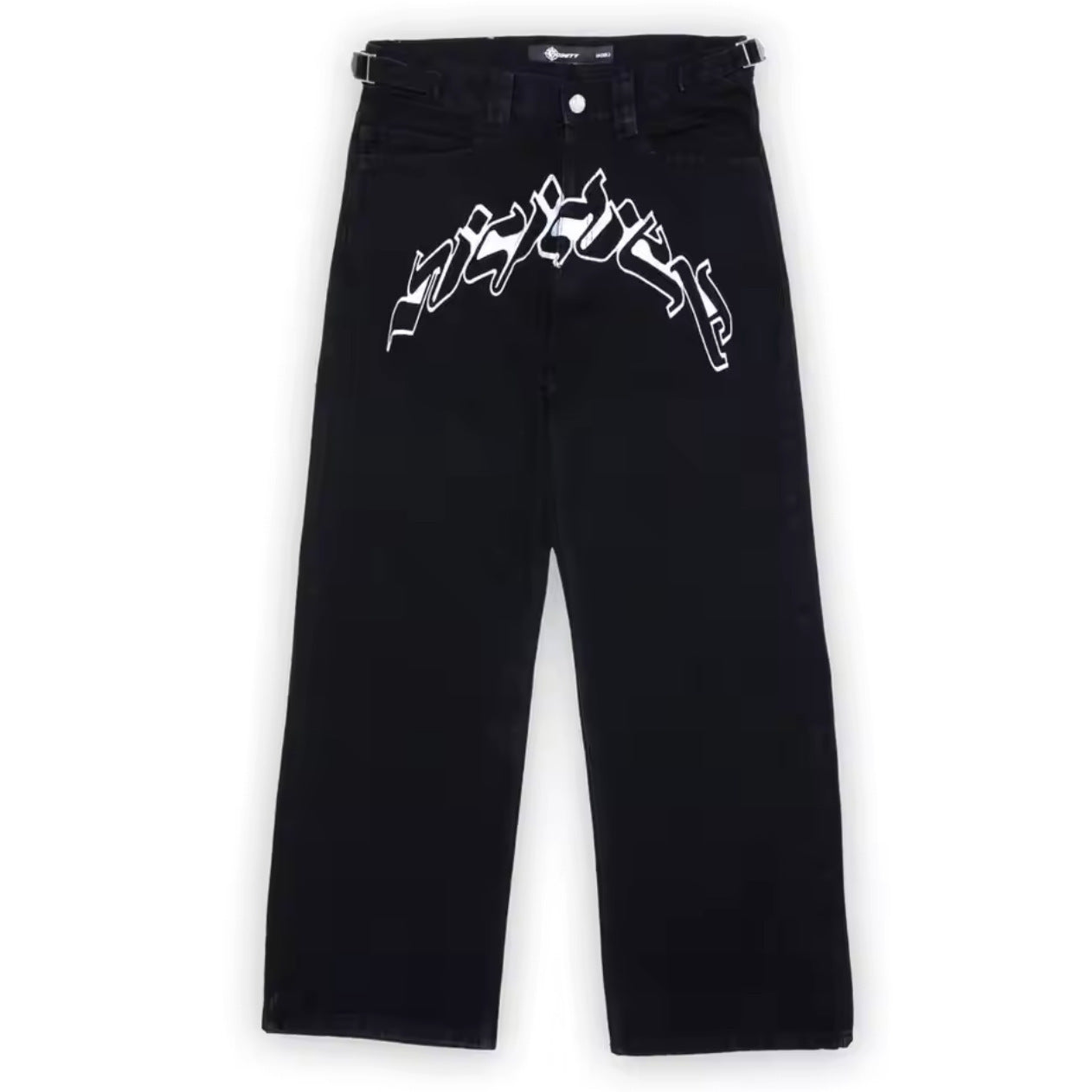 Personalized letter printed jeans, men's spring and autumn high street hip-hop fashion brand, loose straight leg pants