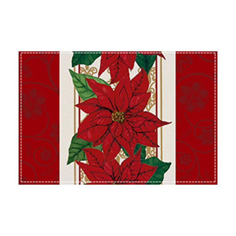 Christmas tree bell print placemat red striped plaid linen table mat Christmas party decoration insulation mat