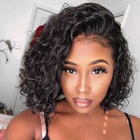 Front lace wig hair European and American wig female short curly hair African small curly synthetic fiber wig headpiece lace wigs