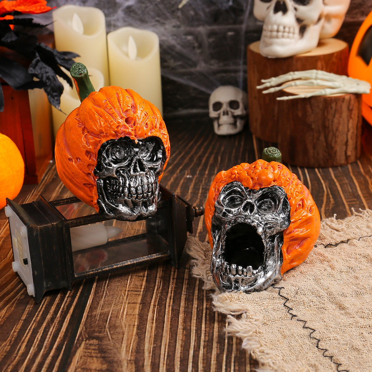 Halloween Skull Resin Ornament Festival Chamber of Secrets Horror Pumpkin Hat Skull Decoration Decoration Crafts