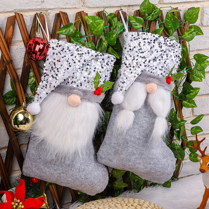 Creative Christmas Socks Gift Bag Glitter Hat Candy Socks Faceless Elderly Beard Gift Bag