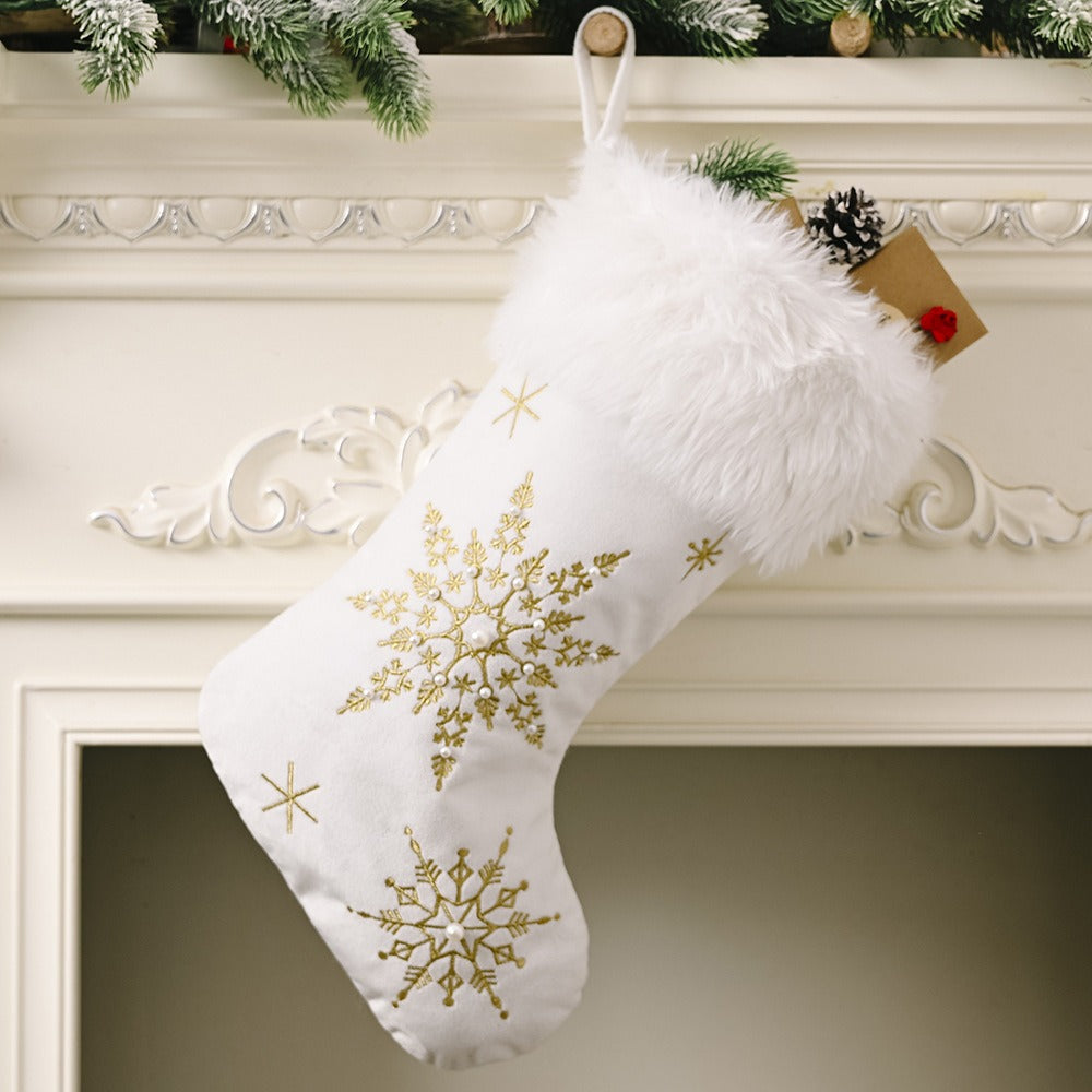 Christmas Decorations Pearl Snow Christmas Socks Creative New Socks Christmas Tree Gift Candy Bag Fireplace