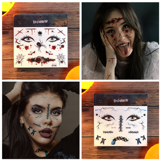 Halloween scar tattoo stickers, simulated facial fake wounds, horror stickers, face stickers, waterproof makeup stickers