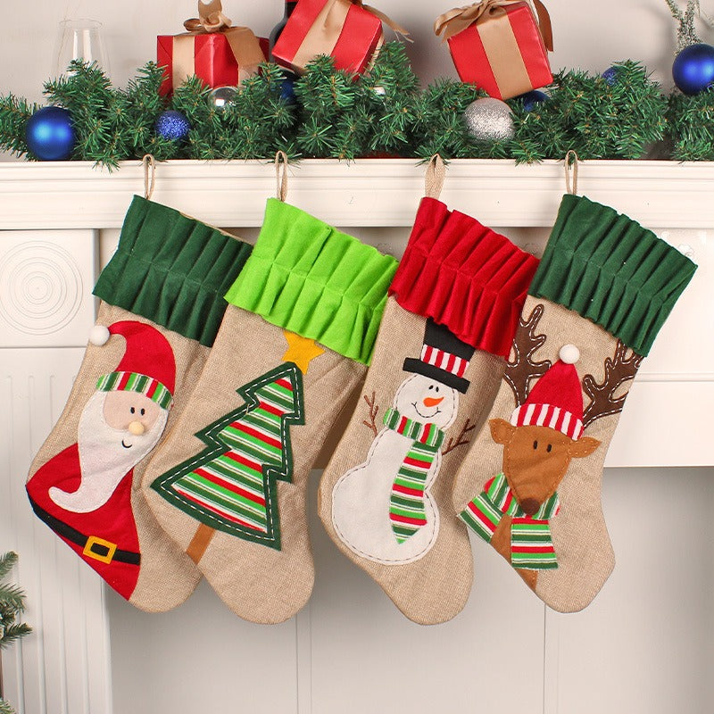 3D cartoon Santa Claus sock bag large Christmas gift candy bag Christmas Eve bedside socks