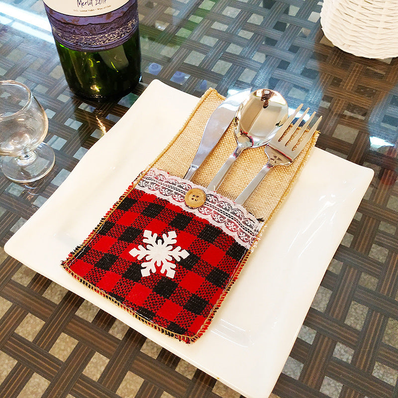 Christmas knife and fork set, Christmas decoration, restaurant decoration, hotel decoration, linen cloth, Christmas knife and fork set