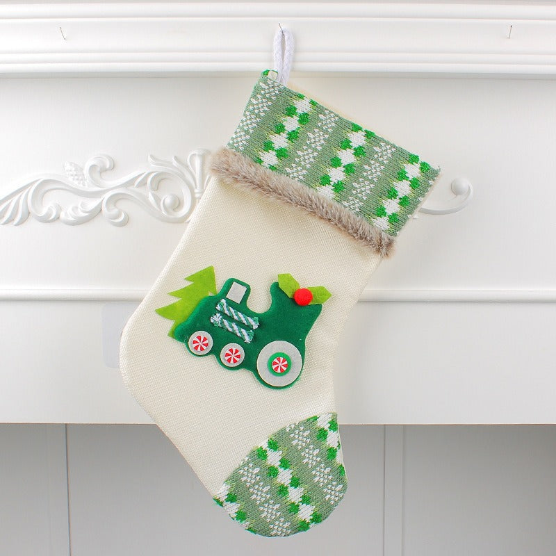 Christmas candy bag cute locomotive Christmas socks Christmas decorations gift bag