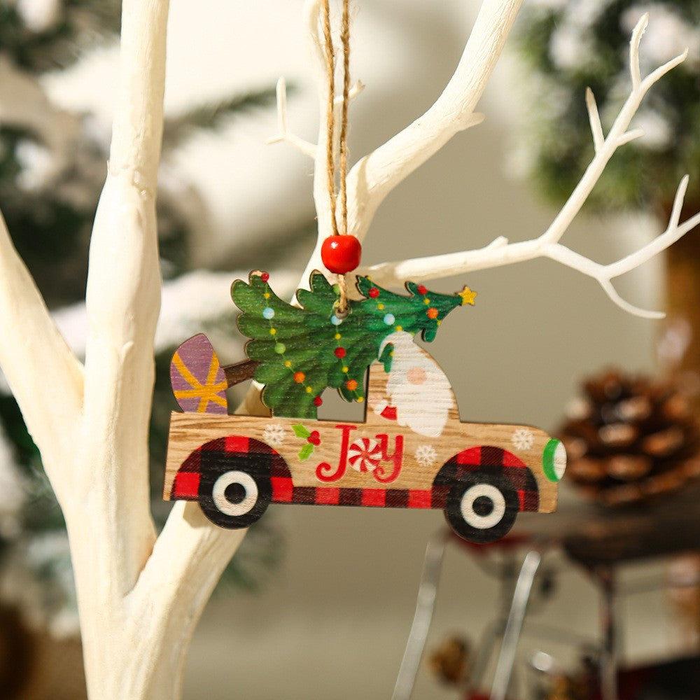 Christmas Supplies Creative Printing Car Elderly Pendant Christmas Tree Pendant Decoration Gift Accessories