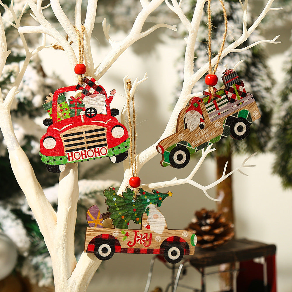 Christmas Supplies Creative Printing Car Elderly Pendant Christmas Tree Pendant Decoration Gift Accessories