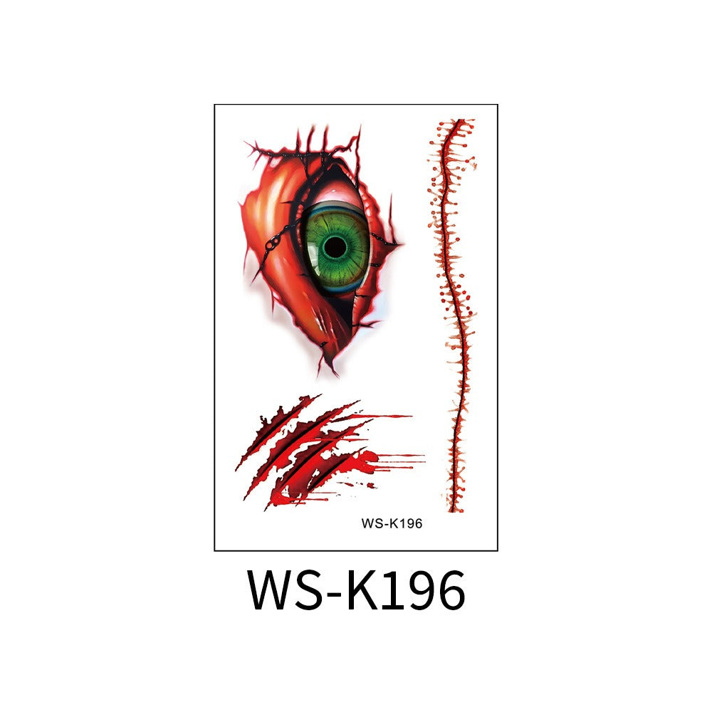 Halloween tattoo sticker simulation bloody scar sticker realistic horror disposable temporary waterproof sticker