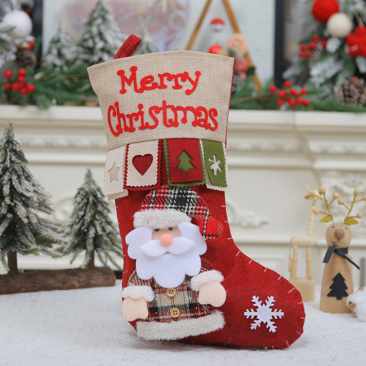 Cartoon 3D Christmas Socks Large Christmas Socks Tree Pendant Creative Candy Bag Gift Bag