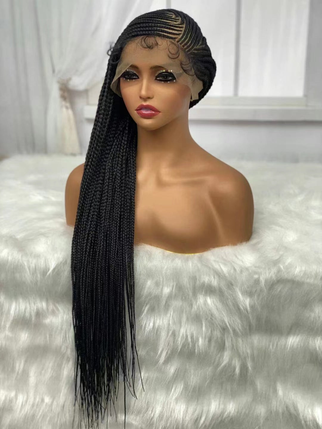 Cross-border new African wigs, dirty braids, wigs, European and American wigs, female long straight hair, lace wigs, chemical fiber wigs