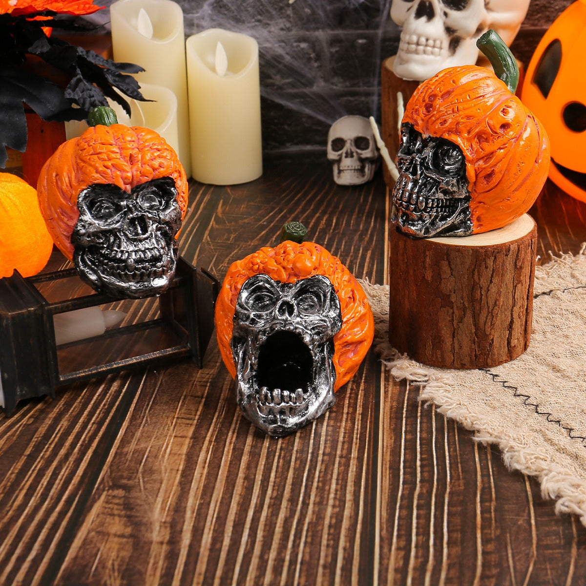 Halloween Skull Resin Ornament Festival Chamber of Secrets Horror Pumpkin Hat Skull Decoration Decoration Crafts