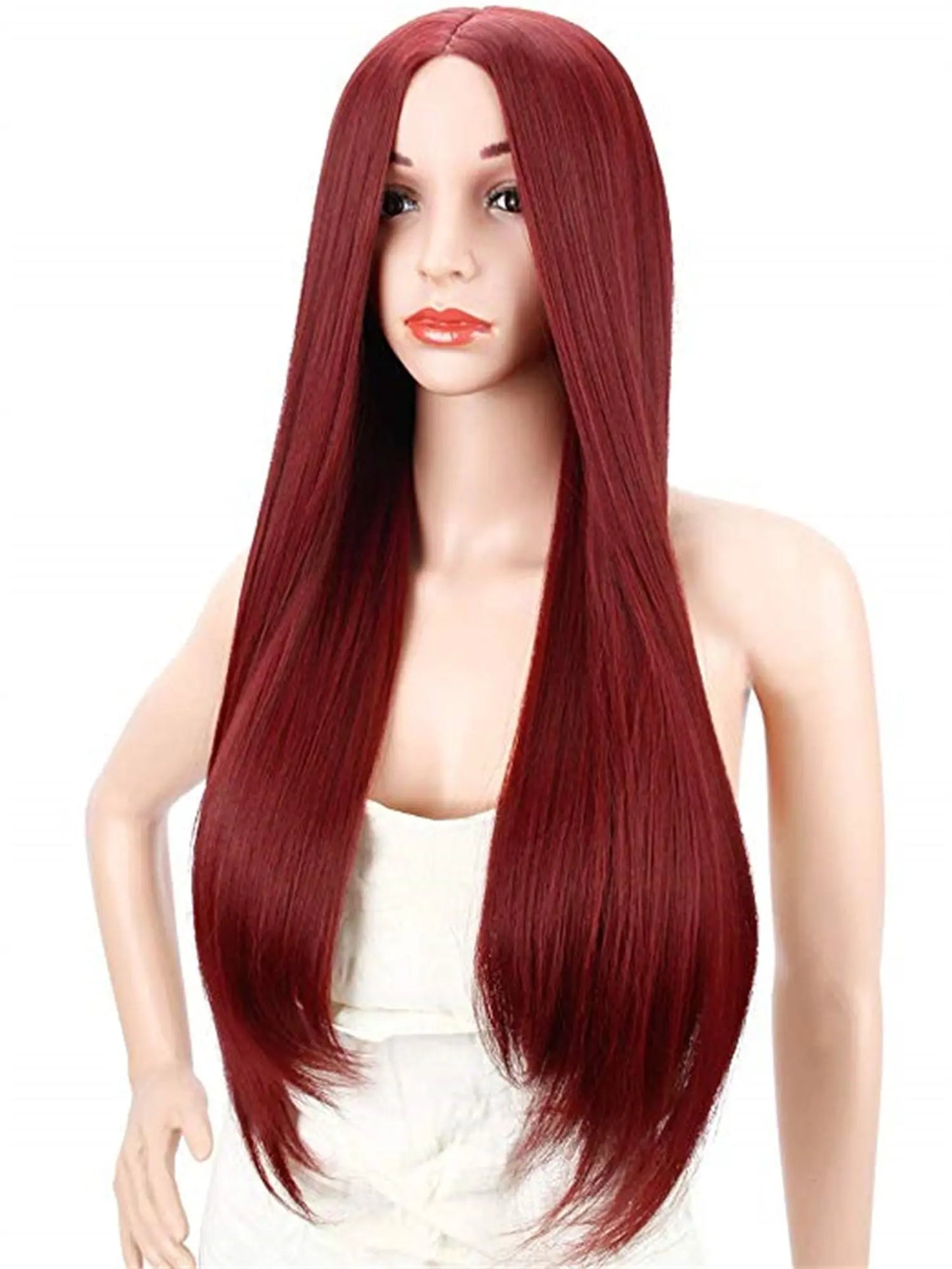 Charming Synthetic Fiber Long Straight Hair red