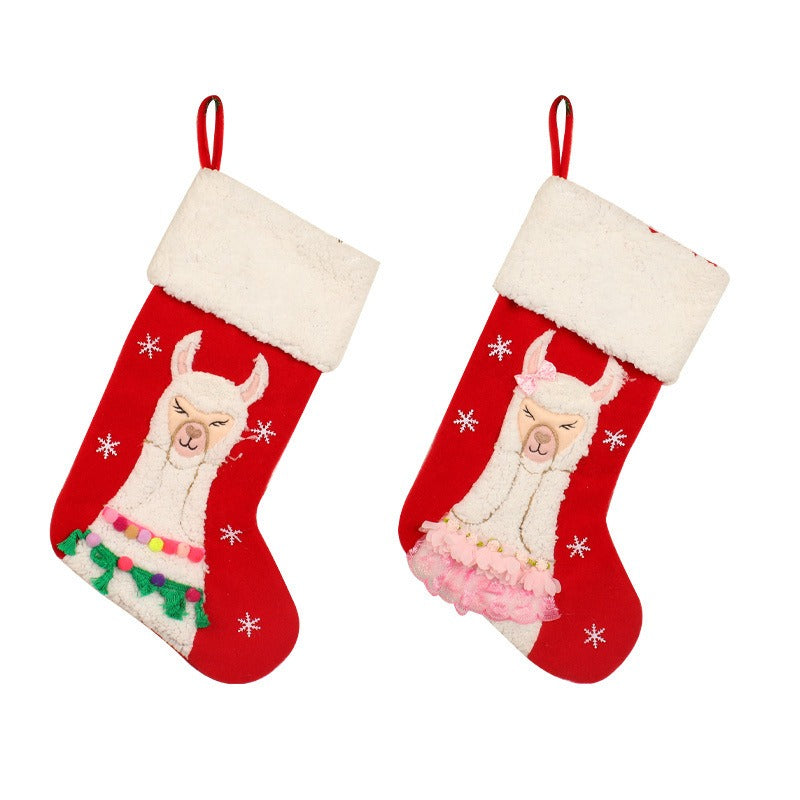 New Christmas Socks Cute Alpaca Candy Socks Christmas Decoration Children's Festival Gift Socks Gift Bags Festival Pendants