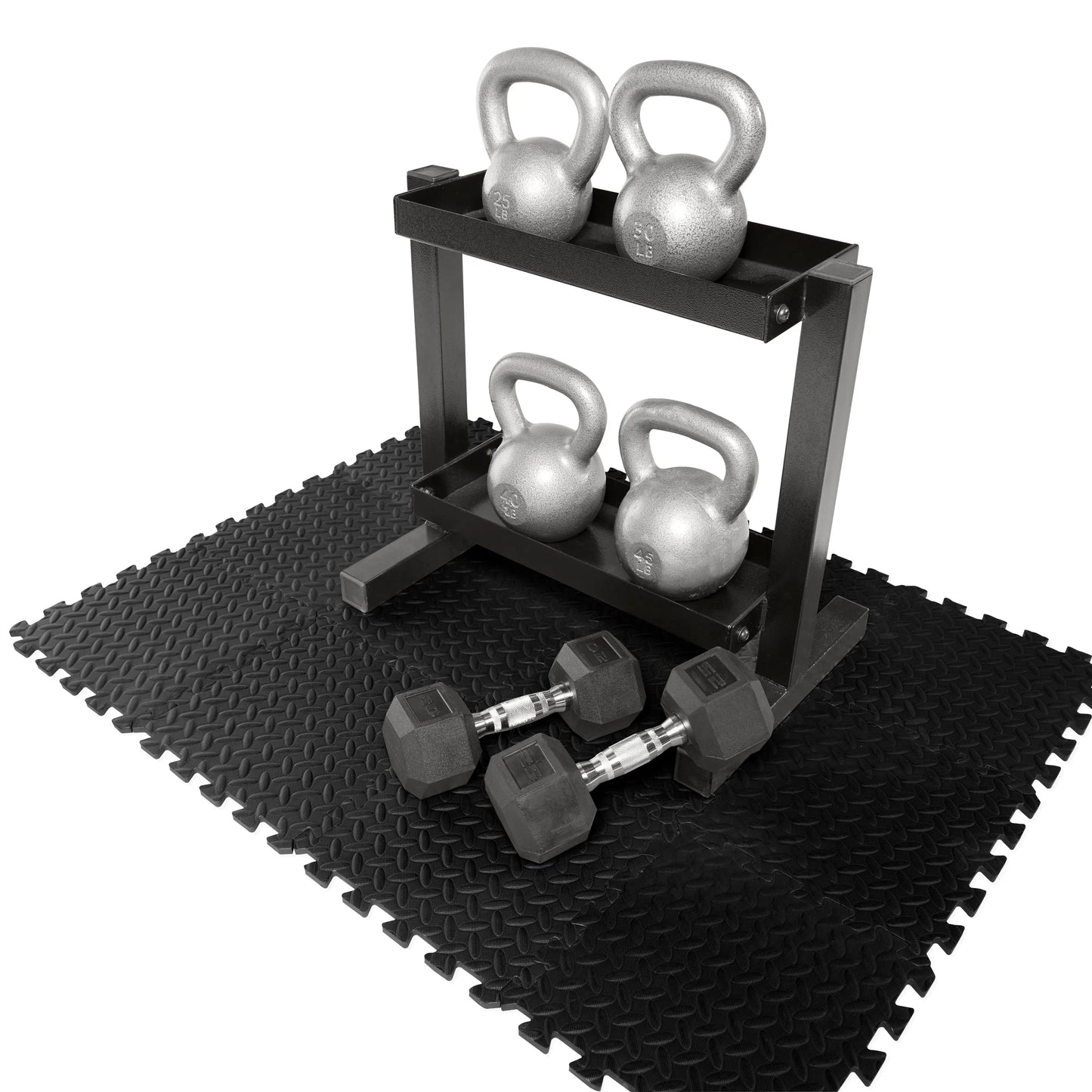 CAP Barbell Equipment Mat 12-Piece Puzzle Mat (12 X 12 X 1/2-In.) Blac