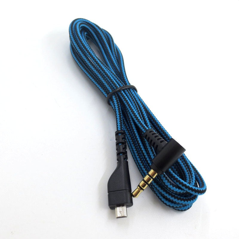 Suitable for Arctis 3 5 7 Sairui Ice Gaming Earphone Cable Blue Black Stripe Audio Cable