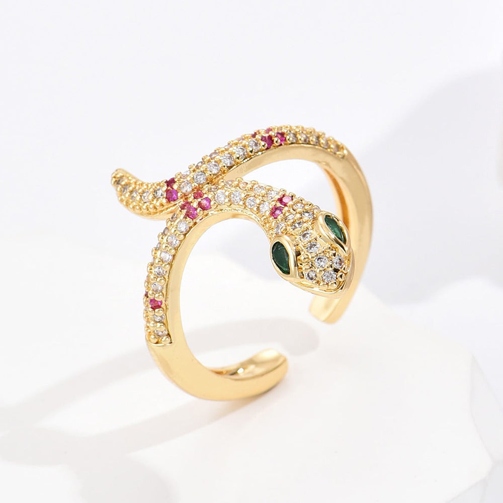 European and American snake shaped opening ring female INS niche personality ring