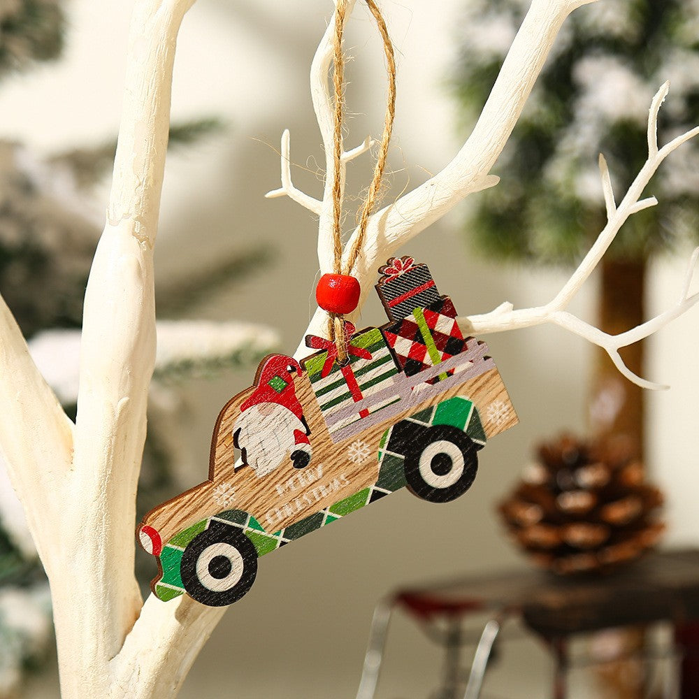 Christmas Supplies Creative Printing Car Elderly Pendant Christmas Tree Pendant Decoration Gift Accessories