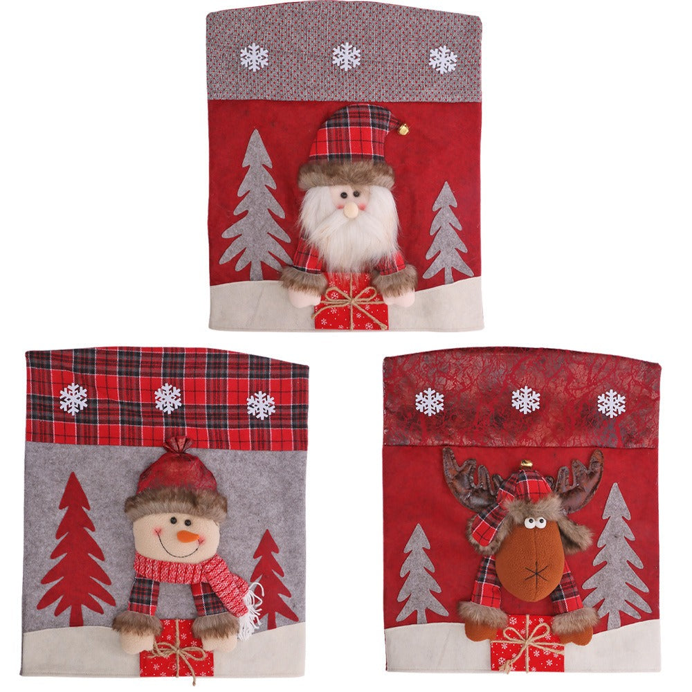 New Christmas Decoration 3D Cartoon Chair Set Santa Claus Snowman Table and Chair Backrest Set Decoration