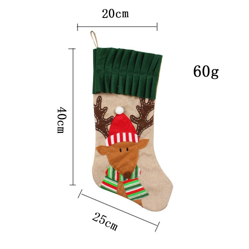 3D cartoon Santa Claus sock bag large Christmas gift candy bag Christmas Eve bedside socks