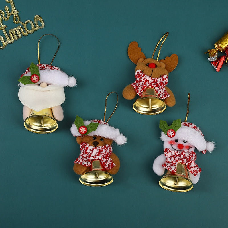 Christmas cartoon pendant Santa Claus reindeer decoration pendant Christmas tree bell hanging accessory