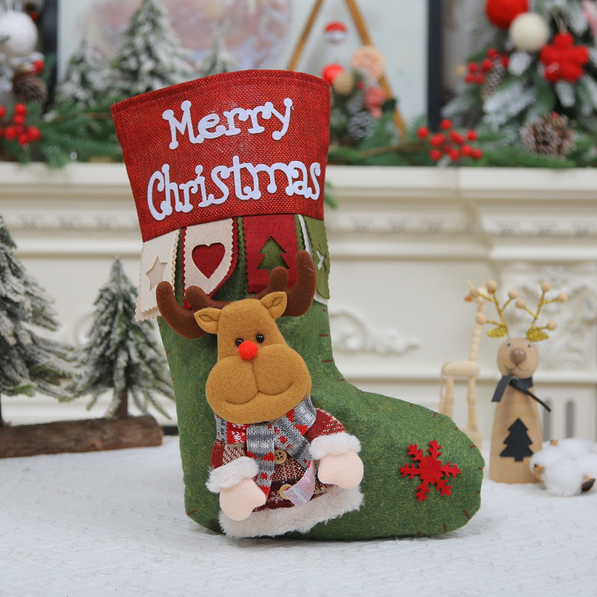 Cartoon 3D Christmas Socks Large Christmas Socks Tree Pendant Creative Candy Bag Gift Bag