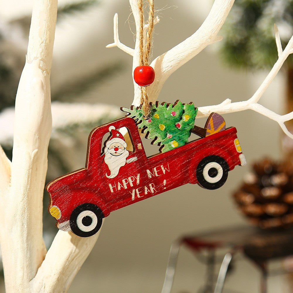 Christmas Supplies Creative Printing Car Elderly Pendant Christmas Tree Pendant Decoration Gift Accessories