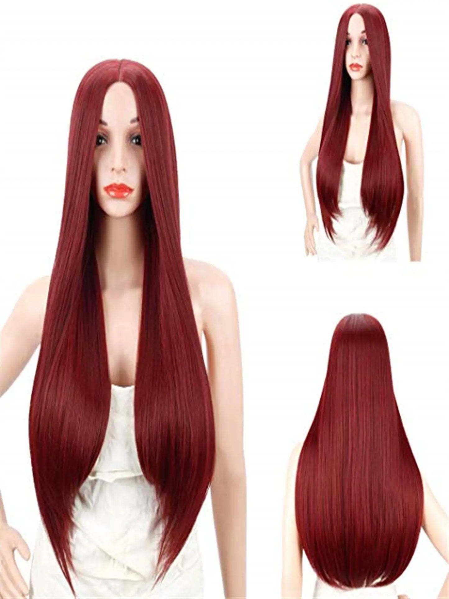 Charming Synthetic Fiber Long Straight Hair red