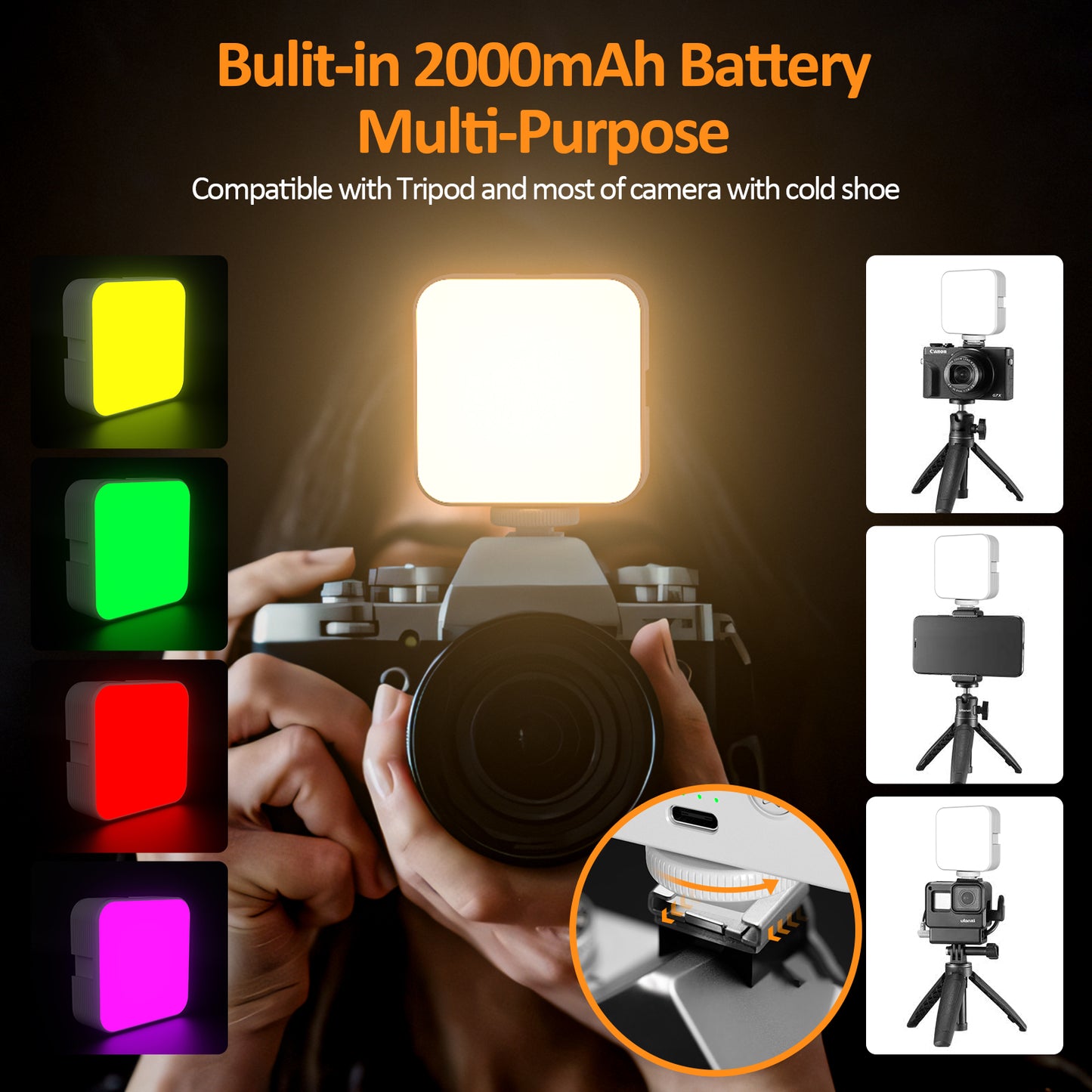 Camera pocket light atmosphere mini RGB mobile phone fill light live VLOG video conference photography light