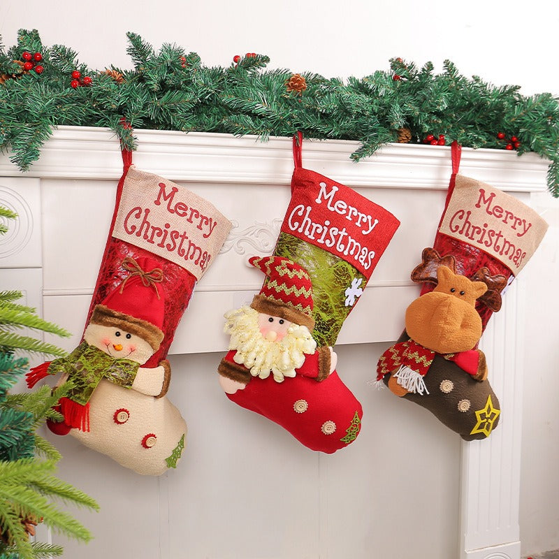 Big Head Doll Christmas Socks 3D Santa Claus Socks Enlarged and Thickened Christmas Socks