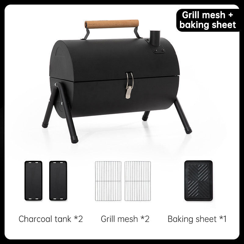 Outdoor portable double-sided barbecue stove camping home charcoal barbecue pre meat barbecue rack