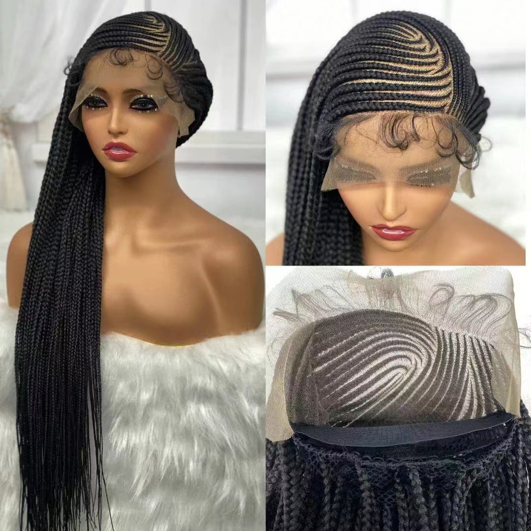 Cross-border new African wigs, dirty braids, wigs, European and American wigs, female long straight hair, lace wigs, chemical fiber wigs