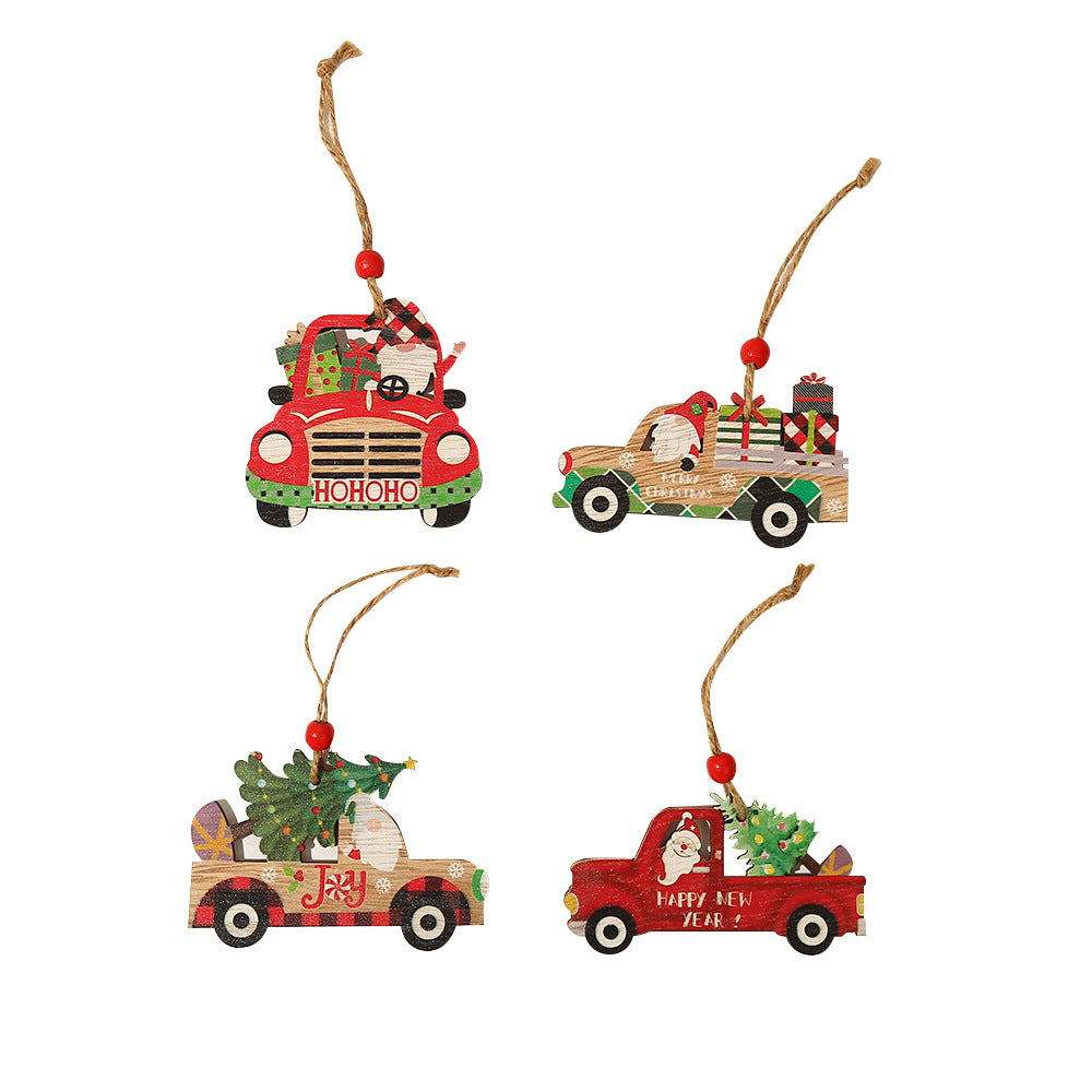 Christmas Supplies Creative Printing Car Elderly Pendant Christmas Tree Pendant Decoration Gift Accessories