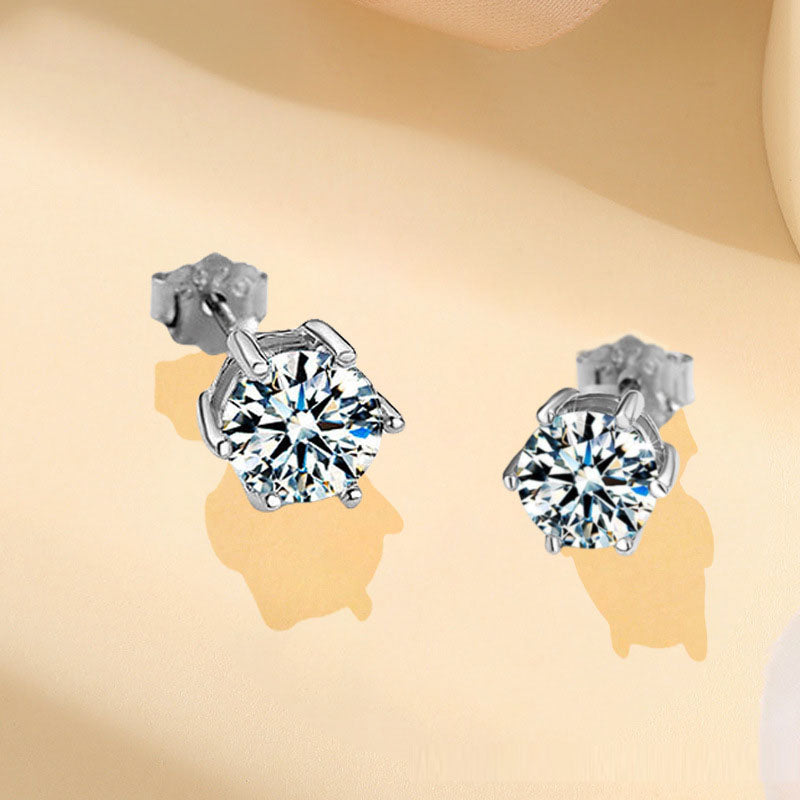 earrings women's Mozambique diamond earrings fashionable and simple Mozambique stone earrings