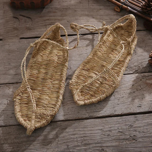 New Arrival Plus Size Pure Hand-woven Straw Sandals Women Hemp Lace Up Summer Shoes Lace-up Retro Hemp Sandalia Plataforma Mujer