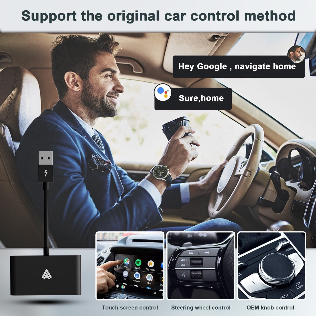 Suitable for Apple CarPlay original car wired to wireless Android Auto box Android car adapter