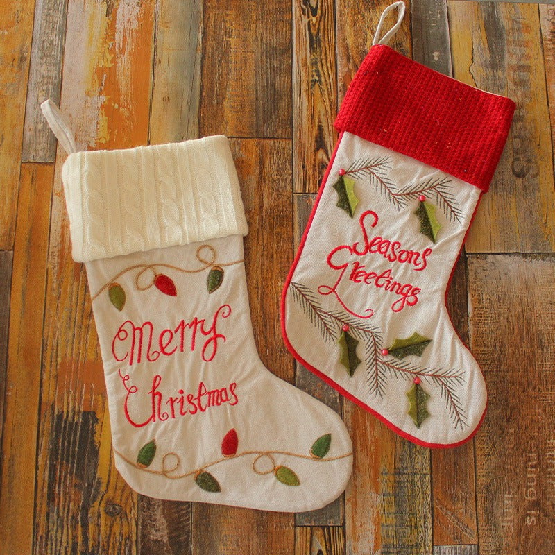 Christmas Knitted Socks Embroidered Children's Gift Bag Christmas Tree Candy Bag Christmas Socks Festive Atmosphere Pendant