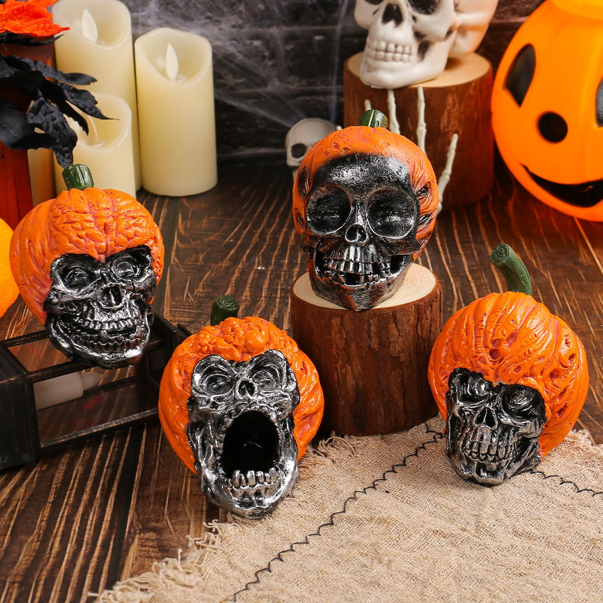 Halloween Skull Resin Ornament Festival Chamber of Secrets Horror Pumpkin Hat Skull Decoration Decoration Crafts