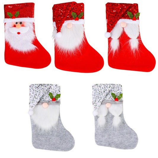 Creative Christmas Socks Gift Bag Glitter Hat Candy Socks Faceless Elderly Beard Gift Bag