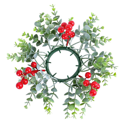 Christmas red fruit plastic decoration candle ring flower desktop aromatherapy candle holder base flower wreath ornament