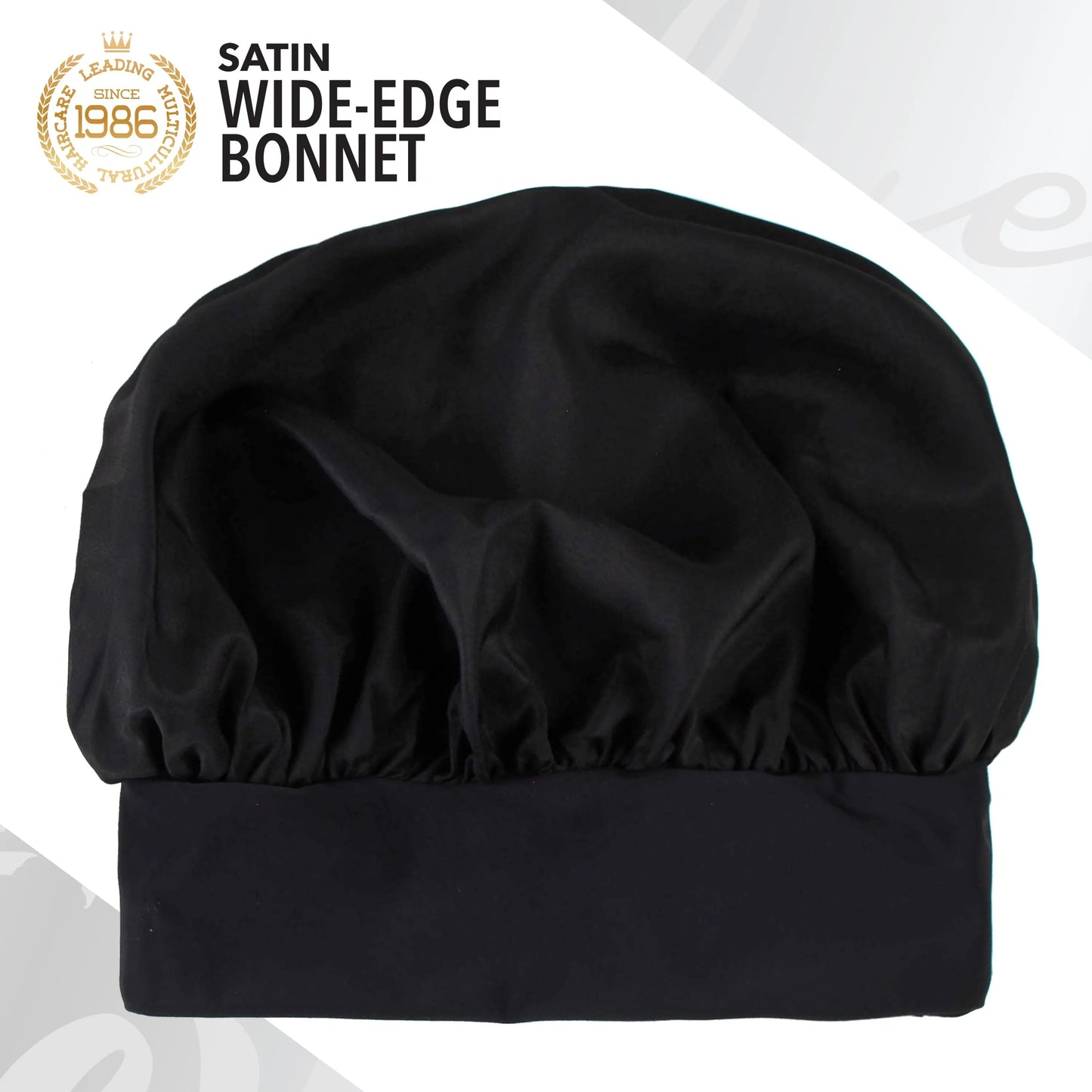 Evolve Satin Wide-Edge Bonnet, Black, 1 Count