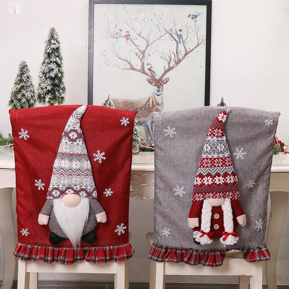 Chair Cover Scene Arrangement Cartoon 3D Couple Faceless Doll Dining Chair Cover Doll Chair Cover