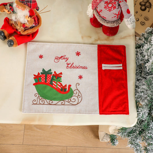 Christmas decoration supplies, red and green gift packages, car meal mats, Christmas tree dining table mats, insulation mats