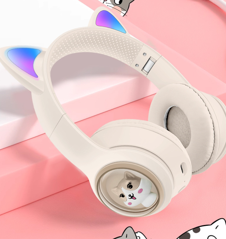 AKZ-01 Children's Cartoon Luminous Cute Pet Bluetooth Earphones Stereo Head mounted Bluetooth Earphones