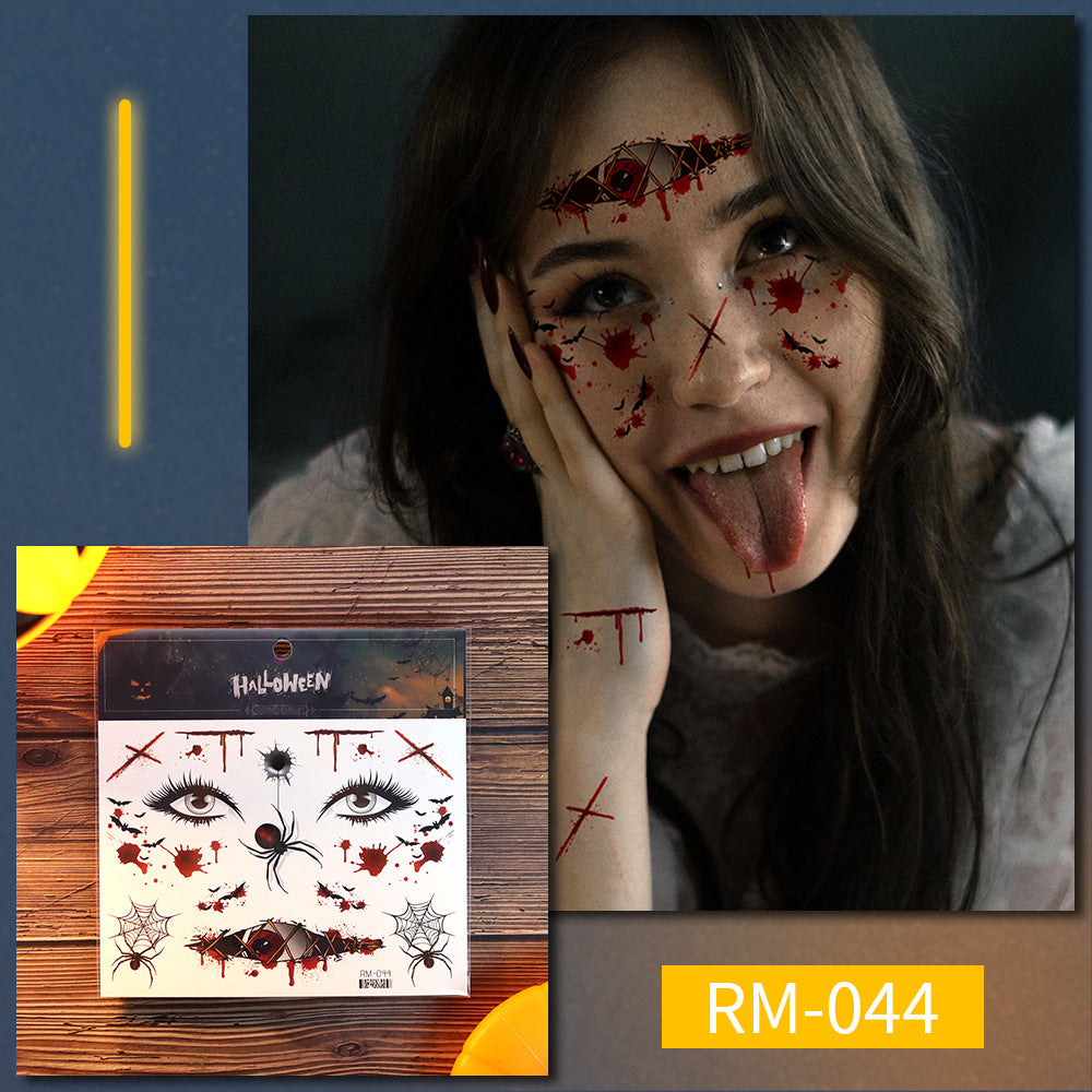 Halloween scar tattoo stickers, simulated facial fake wounds, horror stickers, face stickers, waterproof makeup stickers