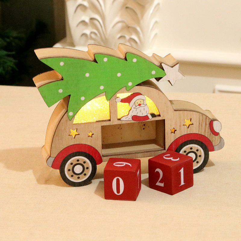 Christmas Decorations Wooden Creative Perpetual Calendar Christmas Decoration Luminous Calendar Ornament Gift