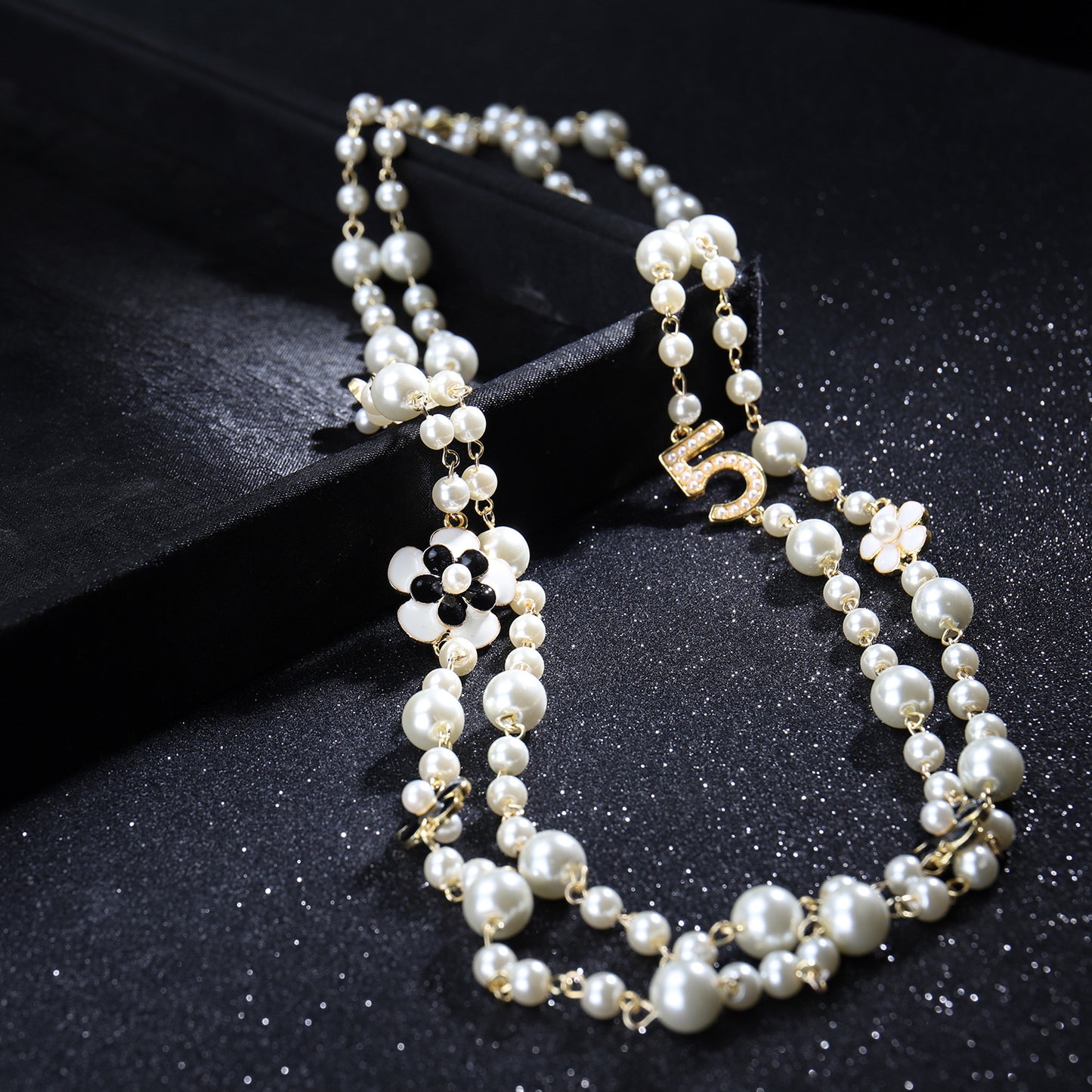 Pearl necklace Korean fashion long style multi-layer 5-character small fragrance pendant accessory decorative chain