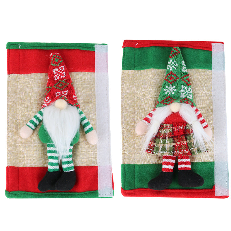 Christmas decoration Santa Claus refrigerator protective cover refrigerator door handle two-piece set of decorative items