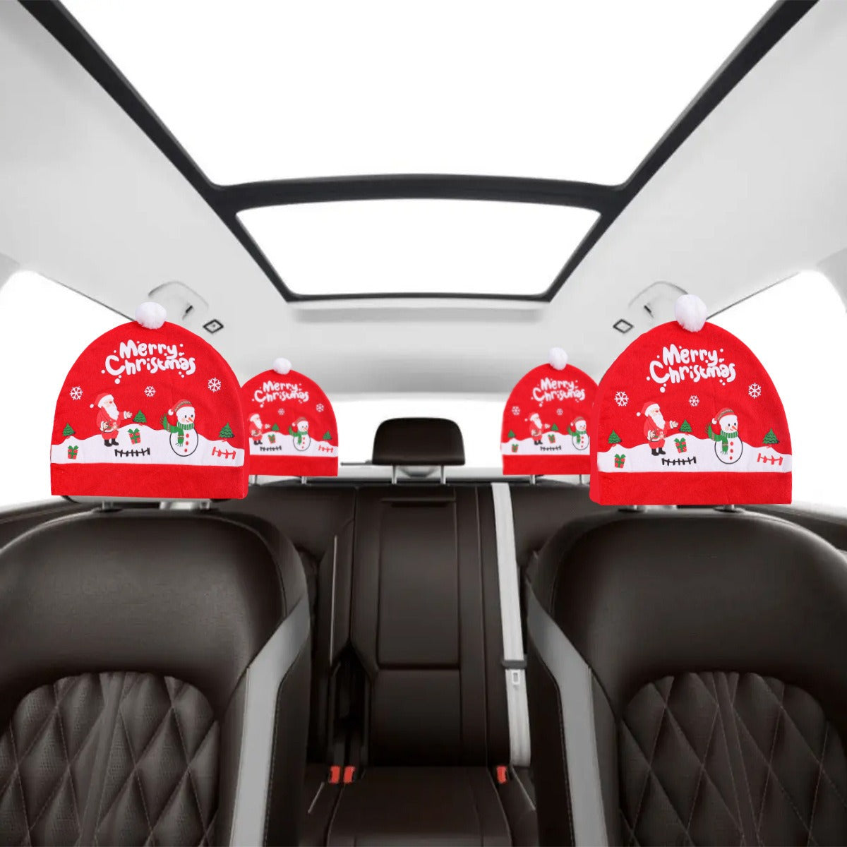 Christmas car chair cover holiday car backrest chair Christmas hat decoration seat head pillowcase