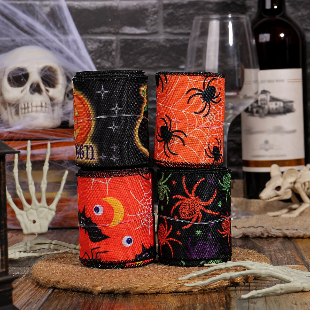 Creative Halloween spider print ribbon Halloween party decoration ribbon ribbon ribbon DIY decoration ribbon material